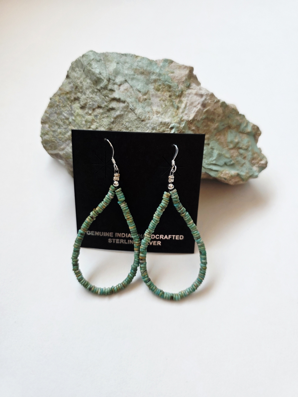 Handcrafted Turquoise Beaded Teardrop Earrings – Sterling Silver